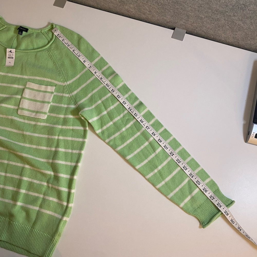 TALBOTS Womens Sweater XL Green Striped  Roll Neck Pocket Patty Lightweight NEW - Picture 6 of 12